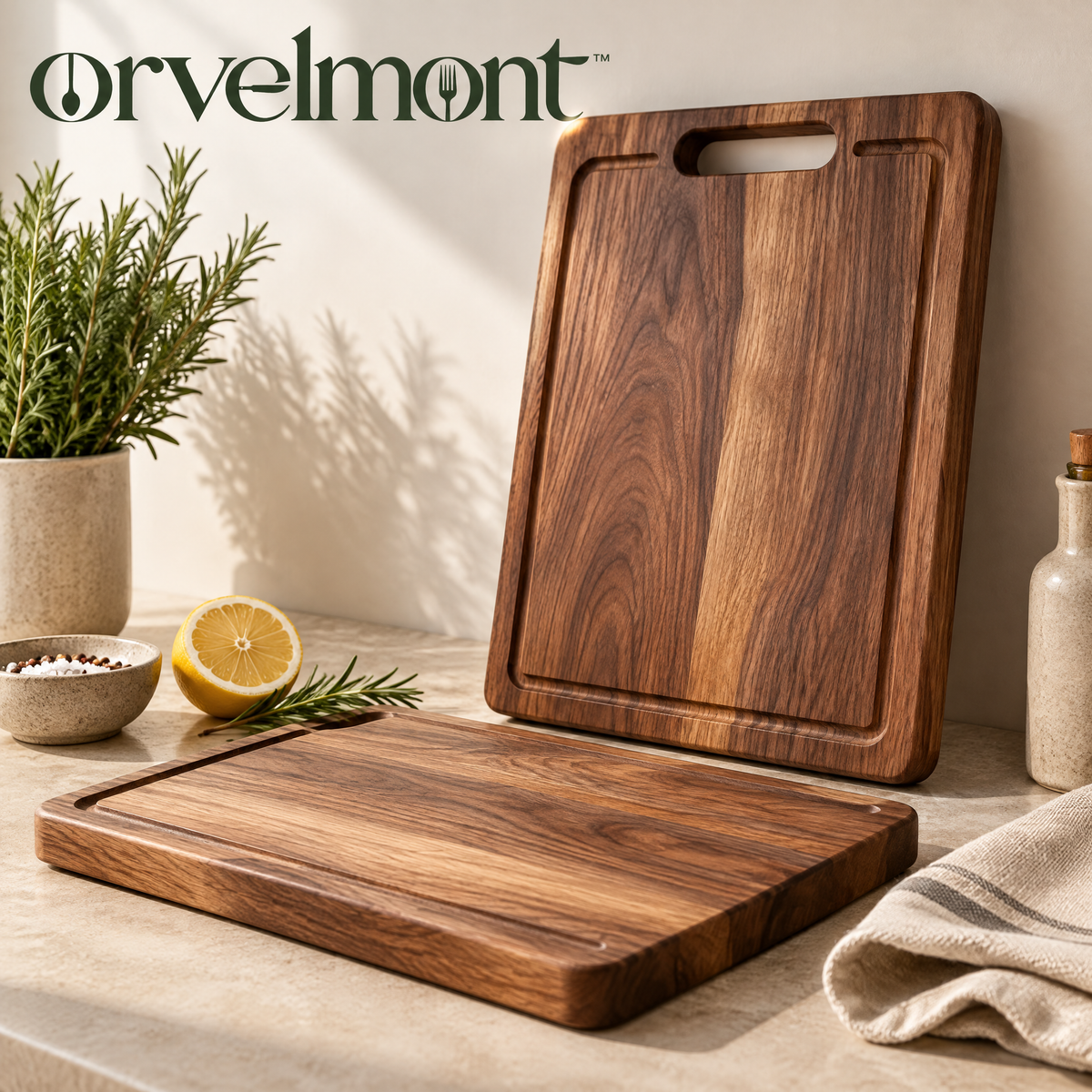 Orvelmont™ Walnut Wood Cutting Board Set