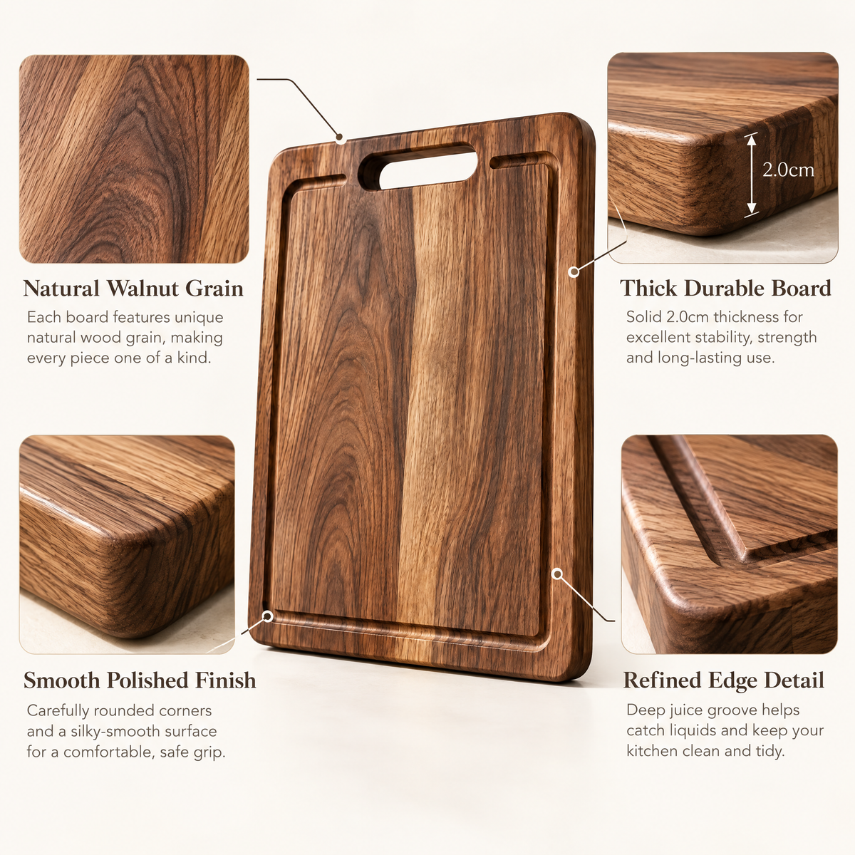 Orvelmont™ Walnut Wood Cutting Board Set
