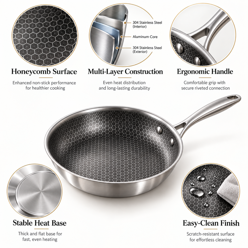 Orvelmont™ Honeycomb Stainless Steel Frying Pan
