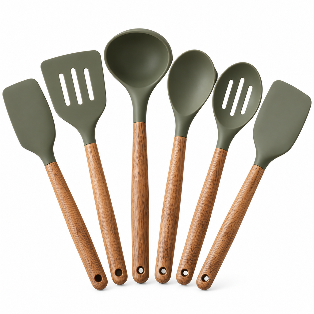 Orvelmont™ Silicone Cooking Utensil Set with Wood Handles