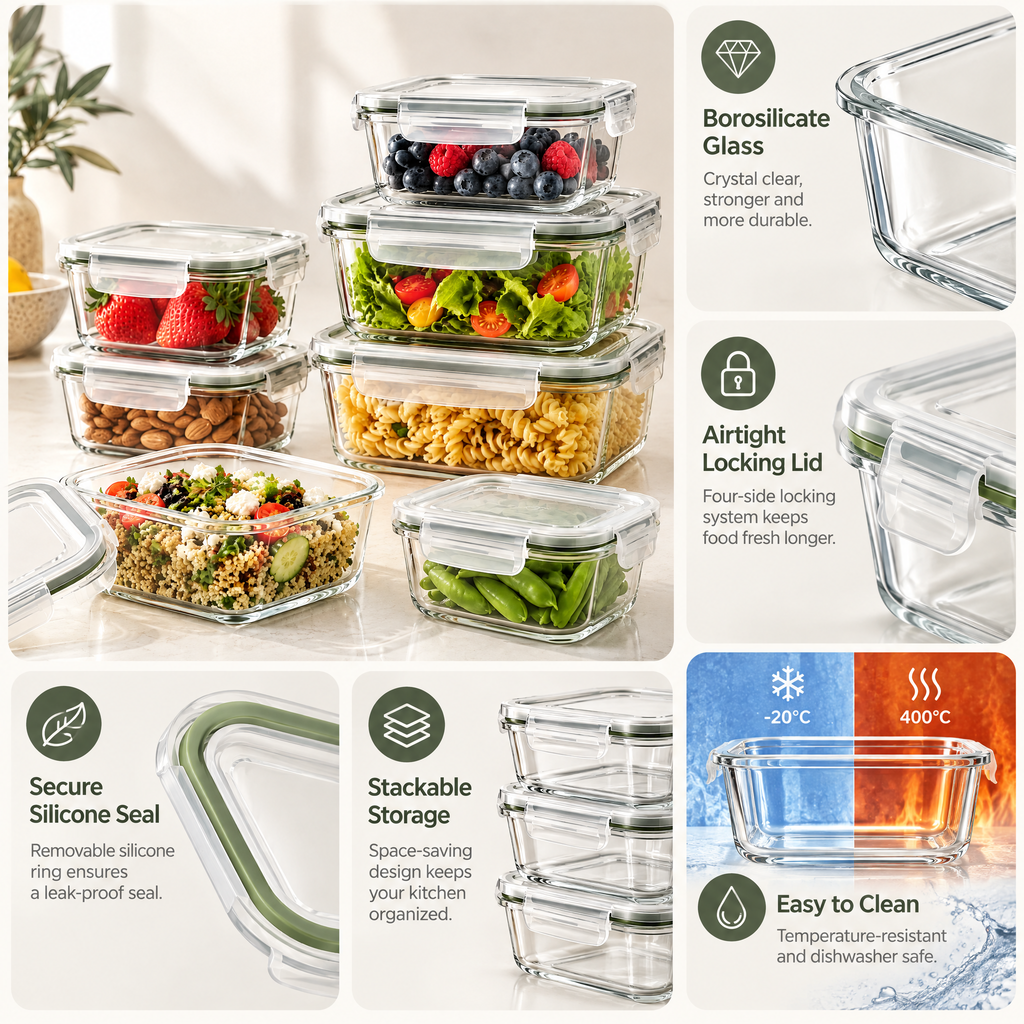 Orvelmont™ Glass Food Storage Container Set