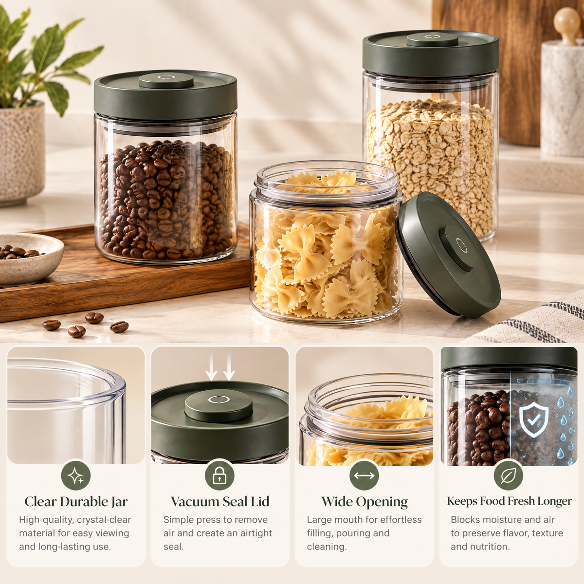 Orvelmont™ Airtight Glass Pantry Canister Set
