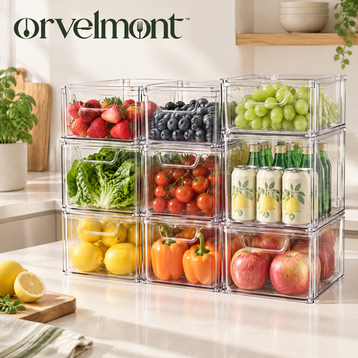 Orvelmont™ Stackable Refrigerator Organizer Bin Set