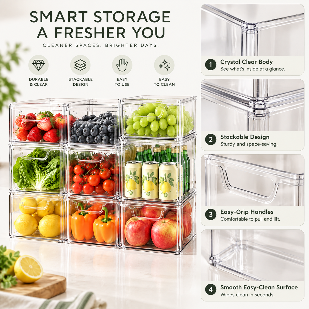 Orvelmont™ Stackable Refrigerator Organizer Bin Set