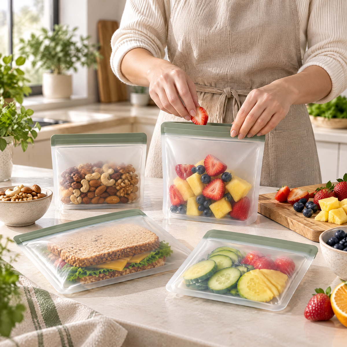 Orvelmont™ Reusable Silicone Food Storage Bag Set