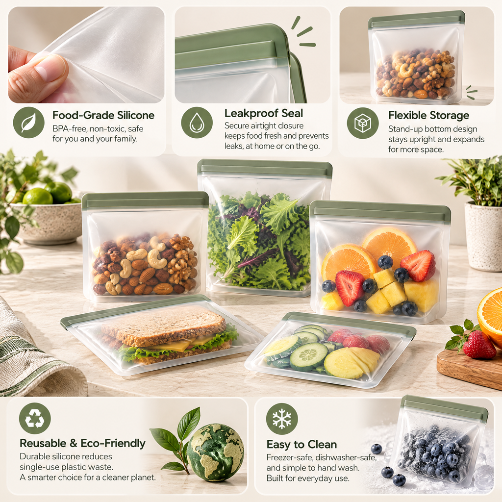 Orvelmont™ Reusable Silicone Food Storage Bag Set