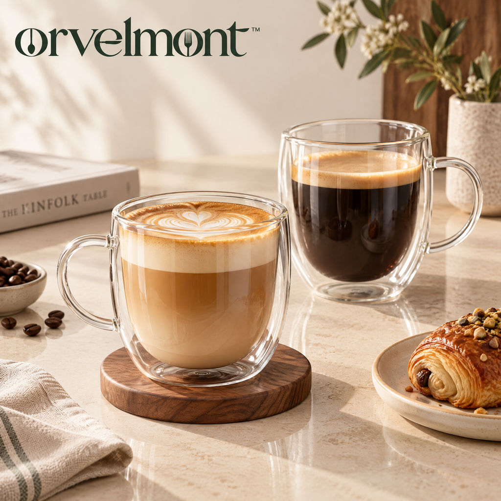 Orvelmont™ Double-Wall Glass Coffee Mug Set