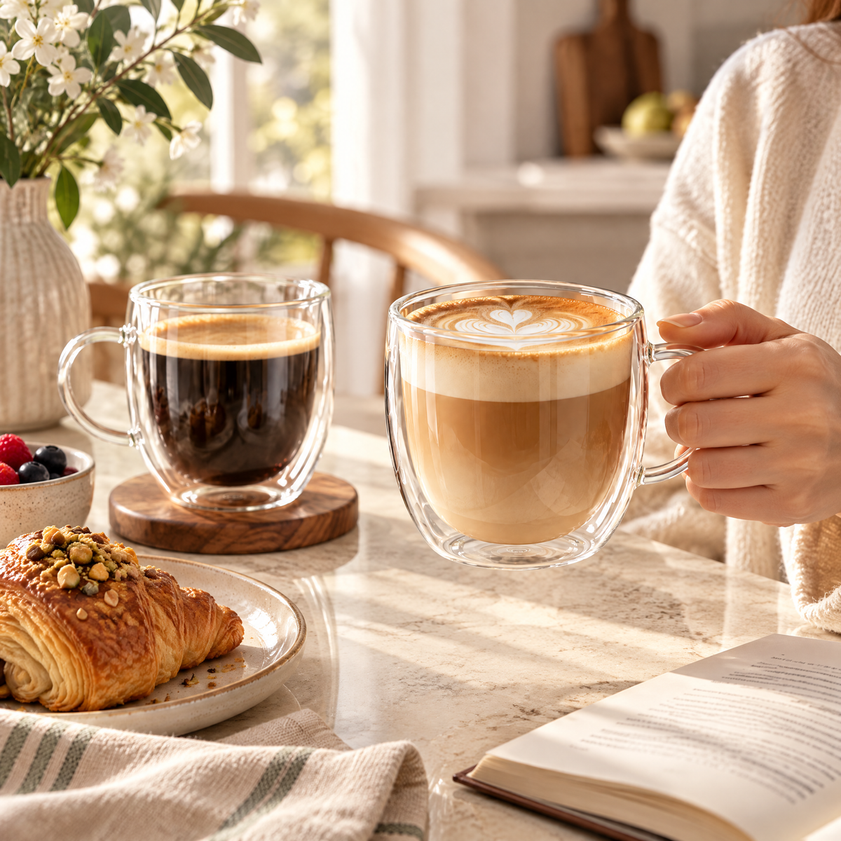 Orvelmont™ Double-Wall Glass Coffee Mug Set