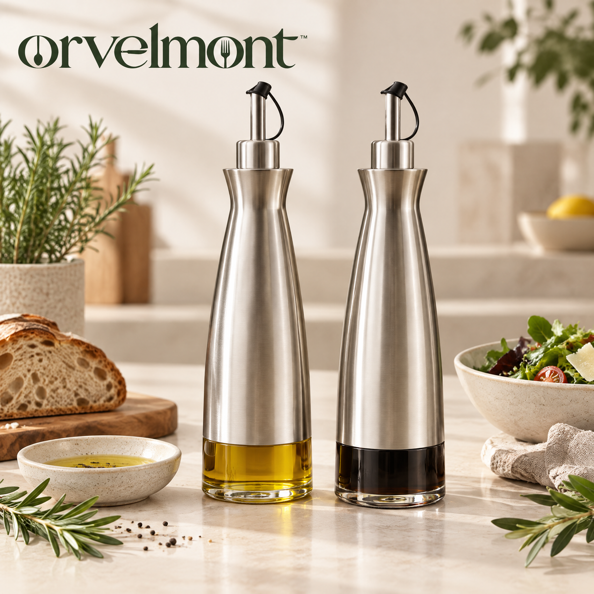Orvelmont™ Stainless Steel Oil & Vinegar Dispenser Set