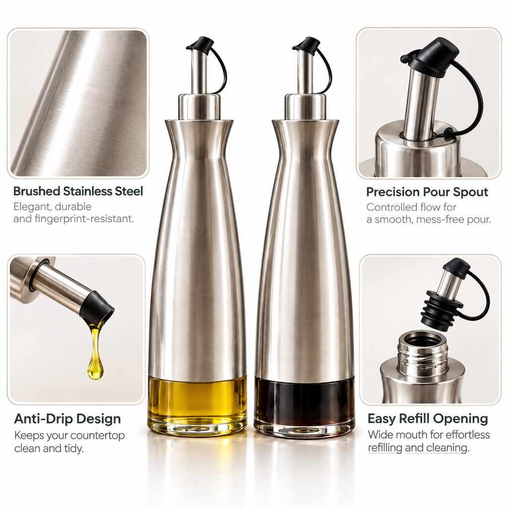 Orvelmont™ Stainless Steel Oil & Vinegar Dispenser Set