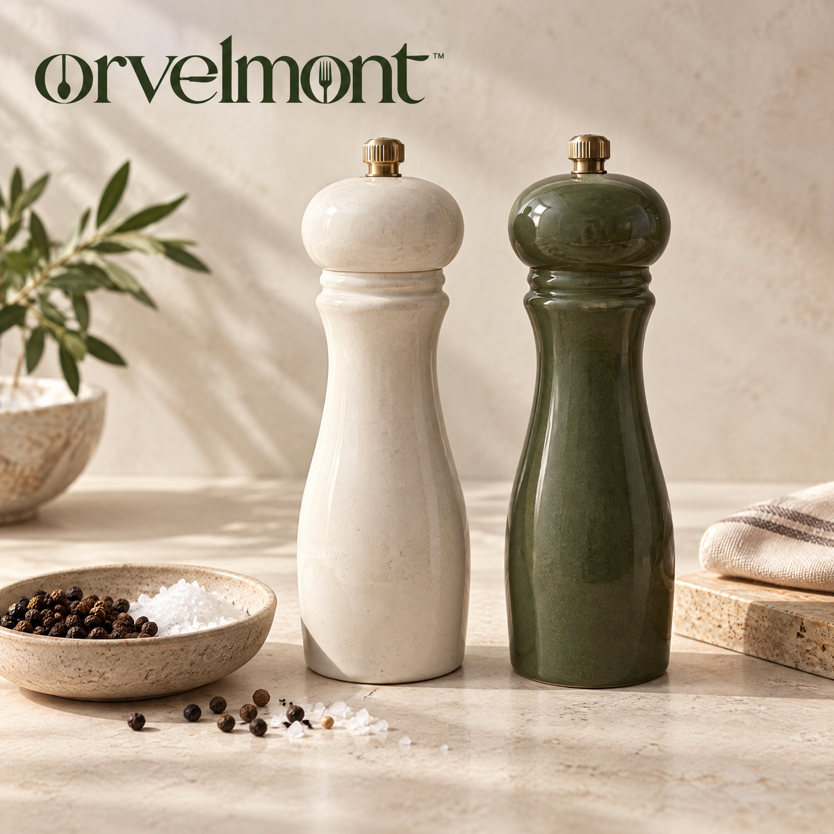 Orvelmont™ Ceramic Salt & Pepper Grinder Set